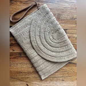 Tan Woven Clutch